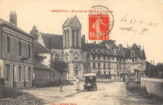 Cpa 95 Ambleville Ensemble Du Chateau Et De L'eglise