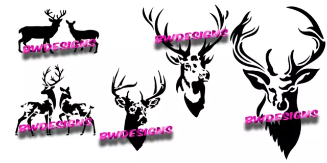 Stag Deer Stags Head Fake Tattoo Stencil Reusable Craft Decorating