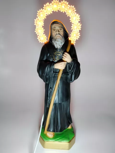 Estatua San Francesco De Paola CM 33 (12,99'') de Resina Con Halo Iluminado