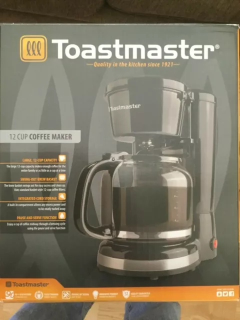 Toastmaster 12-Cup Coffee Maker, TM-122CM, Black 