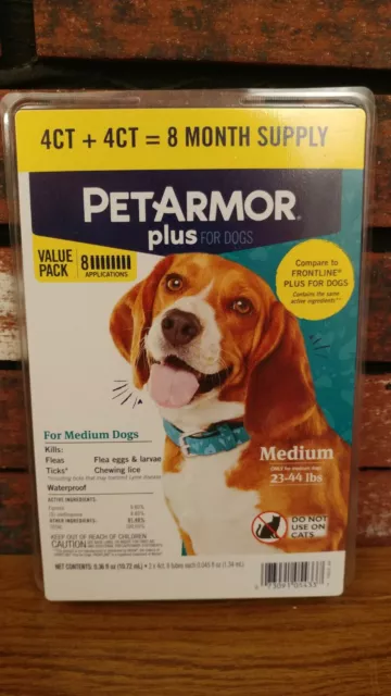 PetArmor Plus Flea & Tick Treatment - M Dogs 23-44 lbs - 8 Applications