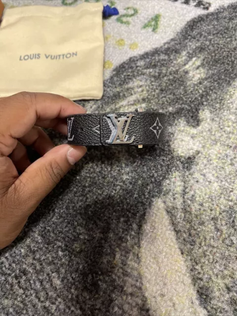 Authentic Louis Vuitton Monogram Eclipse Hockenheim Bracelet Size 21