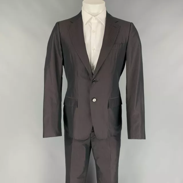 BURBERRY PRORSUM Spring 2008 Size 38 Regular Plum Stripe Cotton / Silk Suit