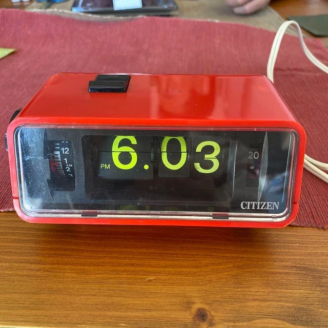 VINTAGE CITIZEN RED Flip Alarm Clock JAPAN Space Age made in Japan £113