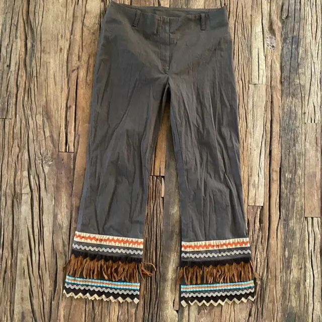 Vintage Unbranded Pants Women’s 40 Brown Tassels Accent Aztec Western Ladies