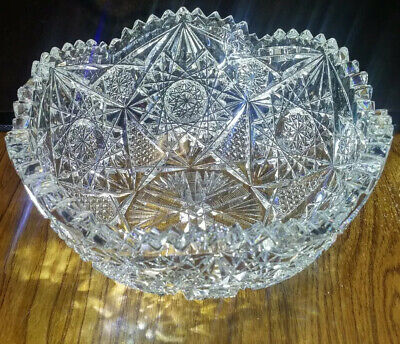 Antique brilliant cut glass crystal ABP fruit Bowl suspected Libbey crystal
