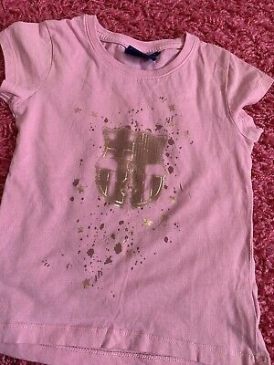 Girls Pink Football Bcfc Barcelona Tshirt With Gold Motif Age 6