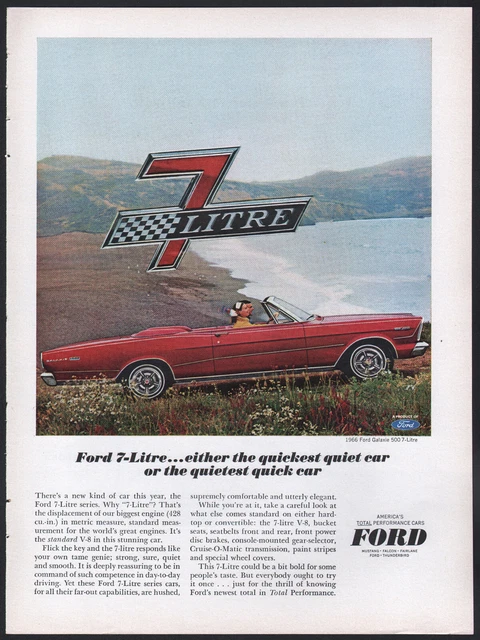 1966 FORD PRINT ad red Galaxie 500 7-Litre Convertible $9.99 - PicClick CA