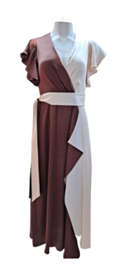 Kate Spade New York Women's Deep Mahogany Satin Color Block Dress