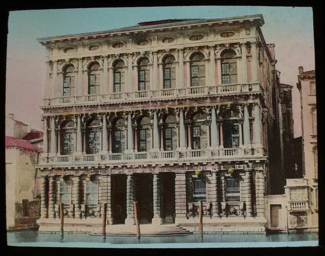 ANTIQUE Magic Lantern Slide REZZONICO PALACE C1900 PHOTO VENICE ITALY
