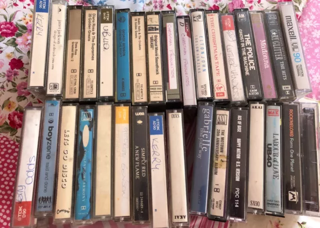 33 x music Cassette Tapes - Job Lot Bundle  80s 90s mixed retro original artists