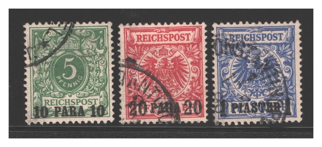 Deutsche Post in der Türkei MiNr.  6c, 7d, 8d  gest. in guter Erhaltung , gepr.