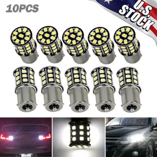 10pcs Super Bright White 1156 RV Trailer 33-SMD LED 1141 Interior Light Bulbs US