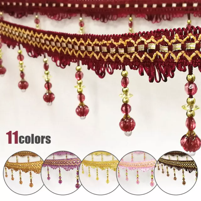 36ft Curtain Tassel Crystal Beaded Fringe Trim Upholstery Fabric Ribbon Sewing