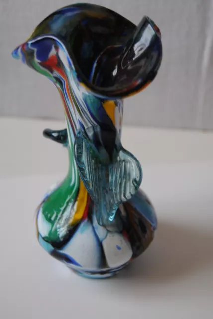 Beau Vase Soliflore Multicolore Verre Soufflee 17/9  Cm Tbe Murano 2