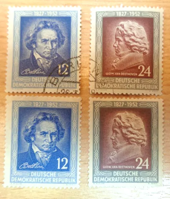 Ddr 1952 Marken 2 X Satz Ludwig Van Beethoven Postfrisch/Gestempelt