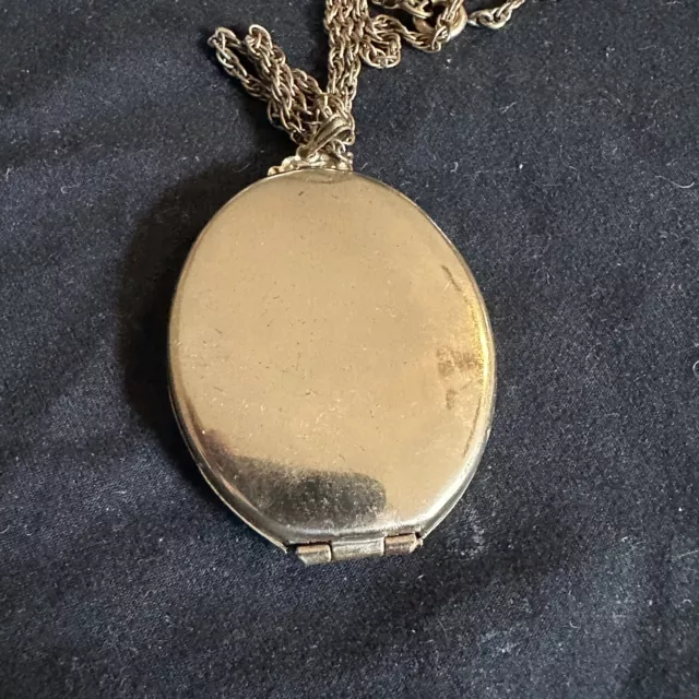 WWII Sweetheart 10k GF Gold Large Locket & Chain Engraved 3