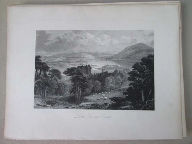 Vintage Print,LOCH KEN AND CASTLE,Scotland Illustrated,1845