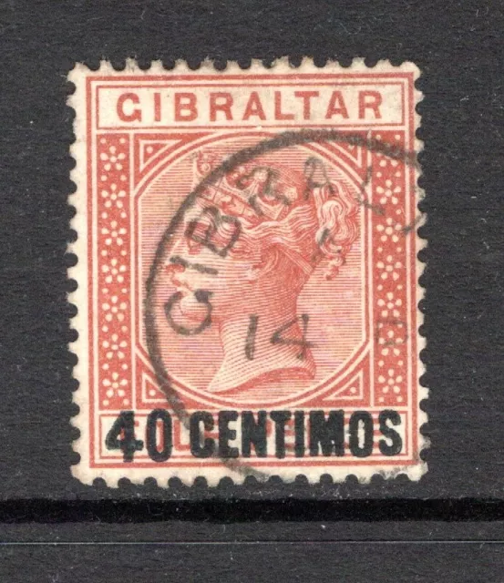(415)     Gibraltar QV 1889 Surch 40c. on 4d. Orange Brown SG19 Used