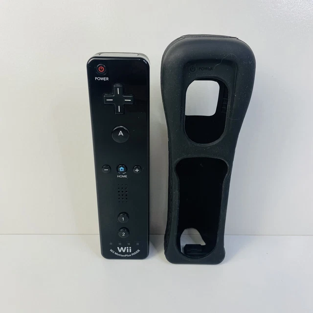 Nintendo Wii Motion Plus Remote Controller Black w/ Silicon Cover - Tested
