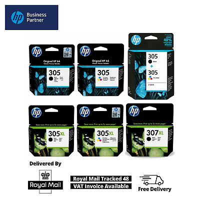 Genuine HP 305/305XL, 307XL BK & Colour Ink-Cartridges For DeskJet 2710 Lot.