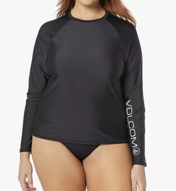 NWT Volcom Simply Solid Long Sleeve Rashguard, Black Size M