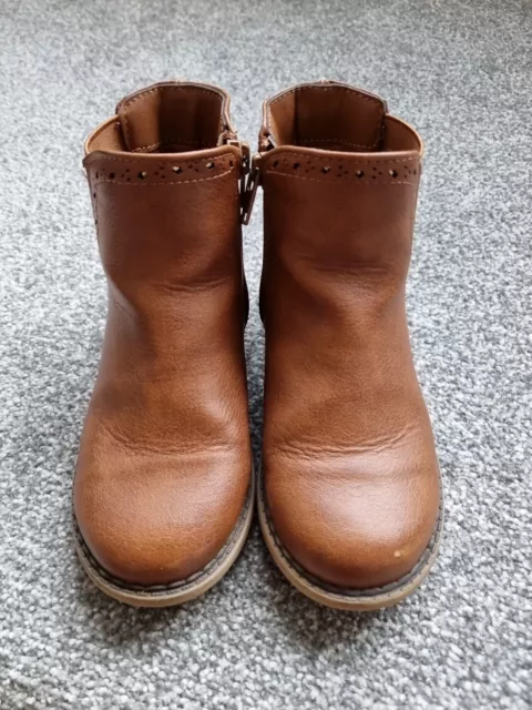 GIRLS ASDA GEORGE Black Shiny Ankle Boots Zip Sides Infant Size 7
