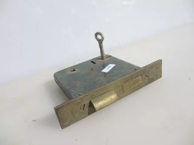 Antique Iron Mortise Door Lock Vintage Old Brass Plate Key "YALE"