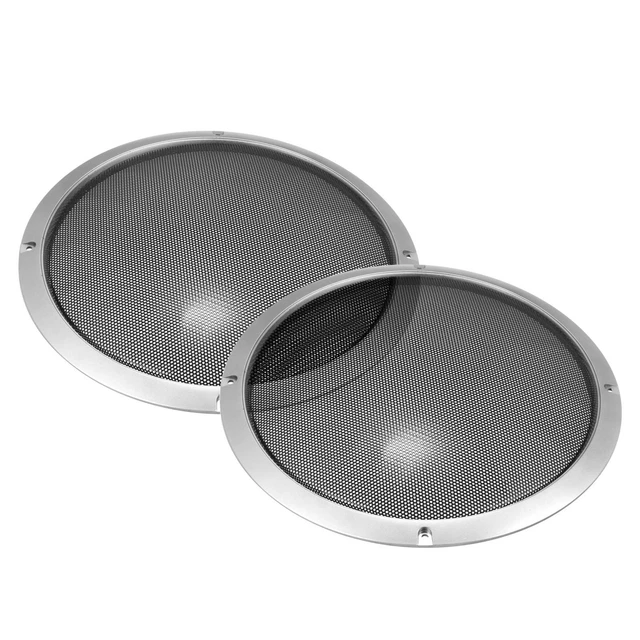 2 Pezzi Altoparlanti Auto Copertura Griglia Rotonda 10" Argilla Argento