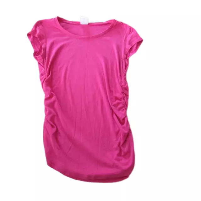 Motherhood Maternity Pullover T Shirt Womens Large Hot Pink Short Sleeve Top Tee