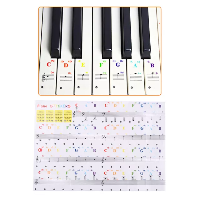 Belfort Autocollants Notes de Piano + Clavier pour 49, 61, 76, 88 Touches