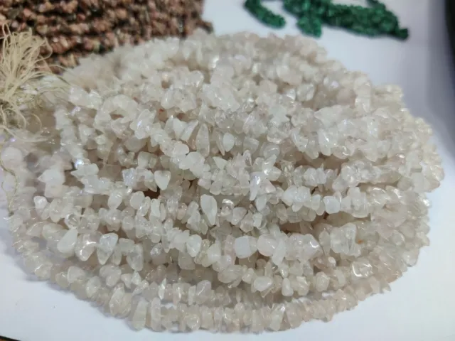 Rose quartz freeform nugget heshi chips uncut 5-6 mm beads 35" strands