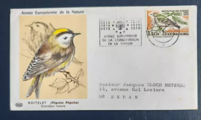 1970, Protection des OISEAUX, LUXEMBOURG , env 1er jour fdc