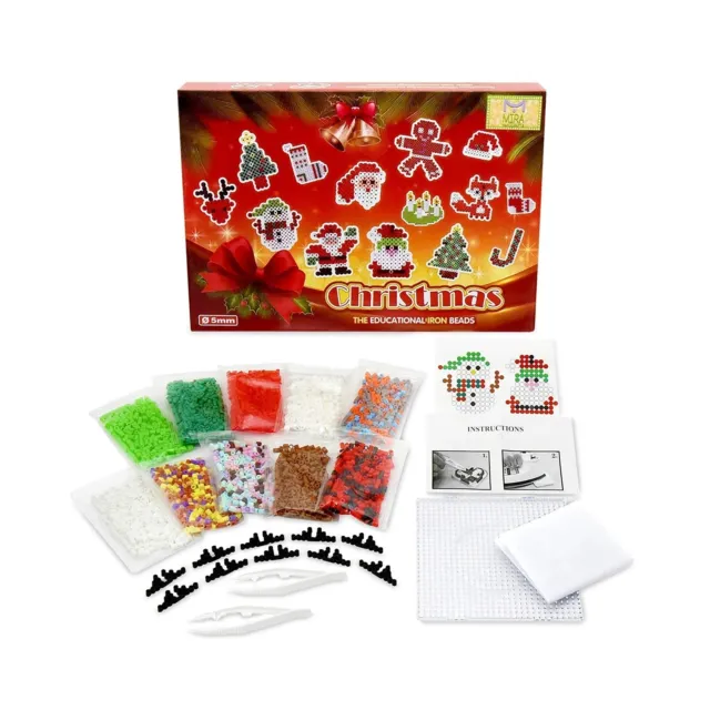 H&W Christmas Fuse Beads Kits, with Pegboard, Tweezers, Stand, Iron Paper, In...