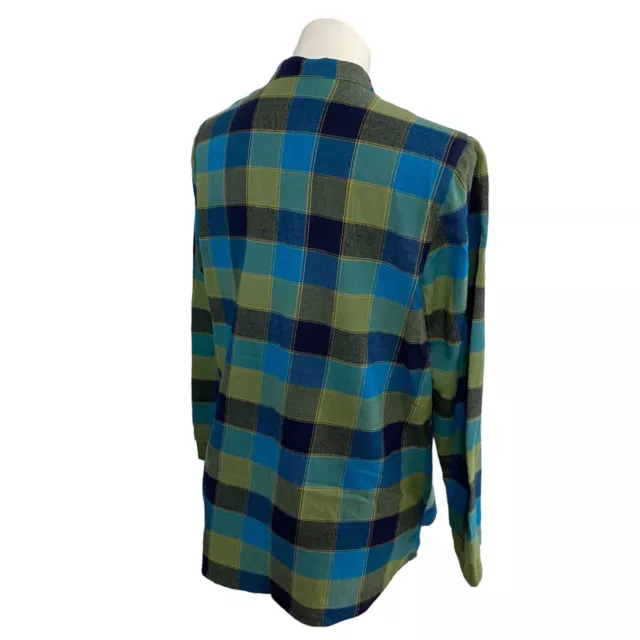 BLAIR TOP WOMENS 1X Blue Plaid Shirt Floral Embroidery Work Office ...