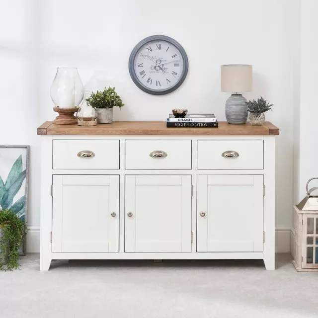 Cheshire White Painted Large 3 Drawer 3 Door Sideboard - Wide Cupboard - CW37