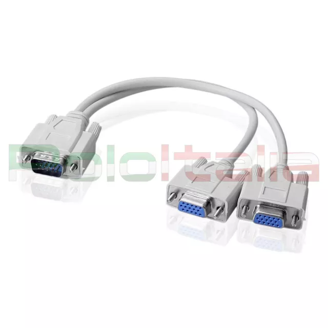 Sdoppiatore cavo VGA 15pin da 1 maschio a 2 femmina prolunga svga per monitor pc