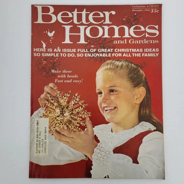 VINTAGE BETTER HOMES & Gardens December 1966 MCM Christmas Magazine