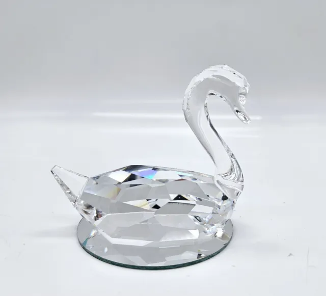 Swarovski Large Swan Crystal Figurine 3.5" with Display Mirror