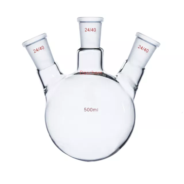 500ml,3-neck,24/40,Round bottom Glass Flask,Three Necks Lab Bottle,Heavy wall