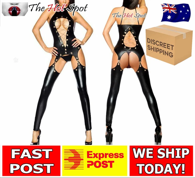 FAUX LEATHER CATSUIT Lingerie Suspenders Sexy Crotchless Body Suit Cat Suit $48.99 - PicClick AU FAUX LEATHER CATSUIT Lingerie Suspenders Sexy Crotchless Body Suit Cat Suit $48.99 - PicClick AU