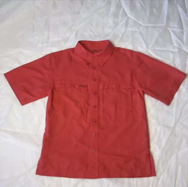 Women's  GameGuard Button Down Reddish Short Sleeve Fishing Outdoor Shirt small