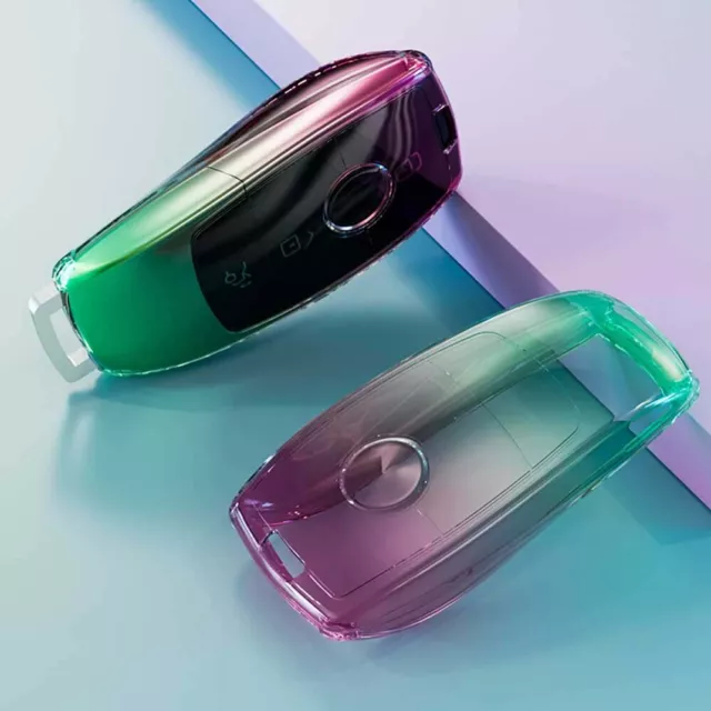 Gradient Transparent FOB Case Cover For Mercedes Benz A C E CLS Remote Smart Key