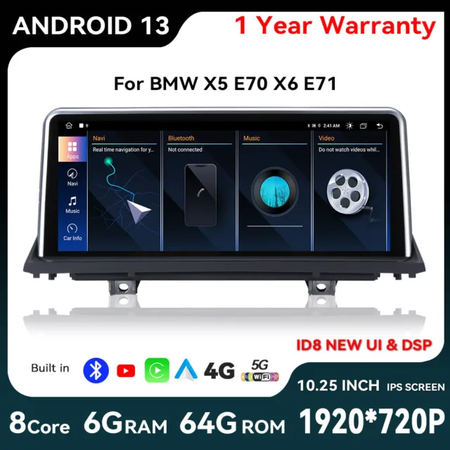 Navi autoradio GPS 10,25" IPS per BMW X5 E70 X6 E71 CCC AUX CarPlay Android 13