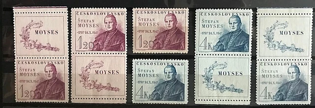 Tschechoslowakei 1947, Mi. Nr. 525,526 + 2x Zf, postfrisch