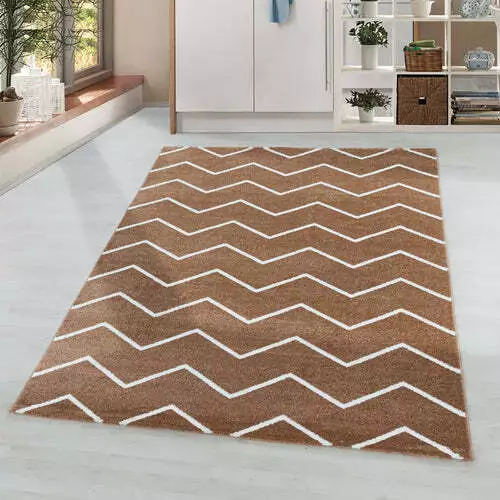 Zigzag Short Pile Carpet Flat Pile Carpet Living Room Bedroom (Copper