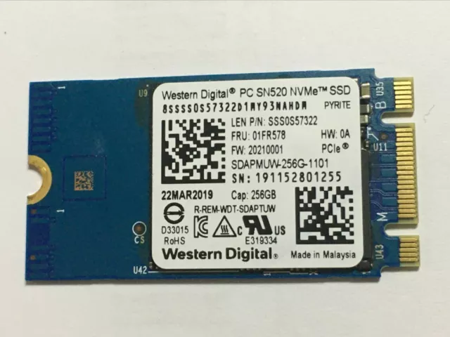 PORTATIL WESTERN DIGITAL PC SN520 NVMe PCIe SSD SDAPMUW 256G 1101 256 GB M.2 2242 EUR 51 86 PicClick ES