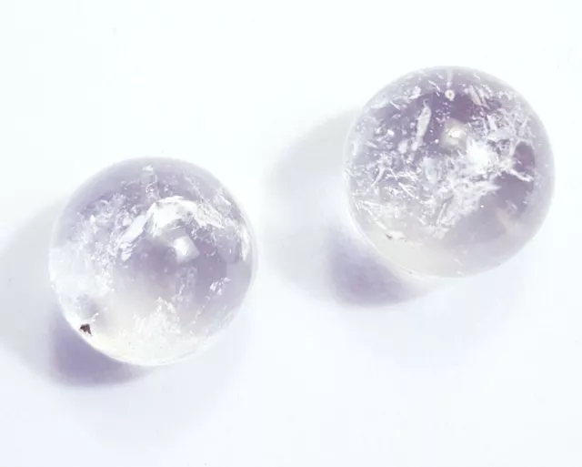 LOOSE GEMSTONE NATURAL CRYSTAL QUARTZ BALLS 38.45 Ct / 2 PCS. With Free Gift