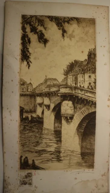 Aimé DALLEMAGNE (1882-1971) le Pont-Neuf à Paris. eau-forte signée, numérotée