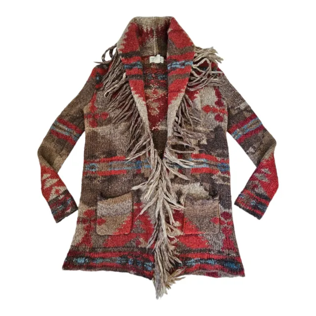 Ralph Lauren Denim & Supply Sweater Southwestern Aztec Fringe Cardigan Small